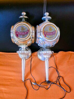 Vintage 1972 Schlitz Beer Lighted Wall Sconces Pair Working Breweriana